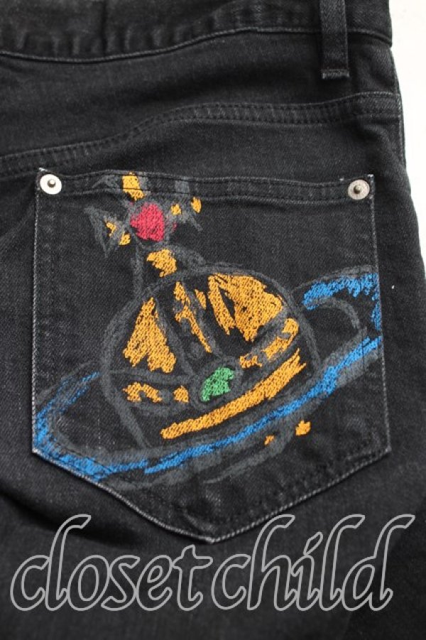 画像5: ヴィヴィアンウエストウッド MAN 中古 / オーブptデニムスキニーパンツ 44(メンズS) 黒  H-25-09-21-008-pa-IN-ZH (5)