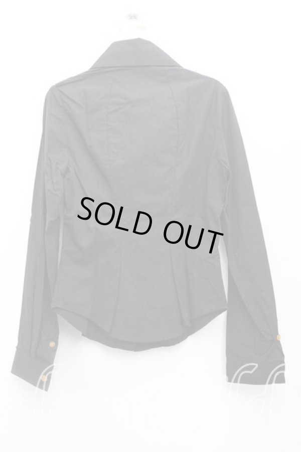 画像2: ヴィヴィアンウエストウッド 中古 / 比翼シャツ II（9号） 黒  H-25-09-21-012-bl-IN-ZH (2)