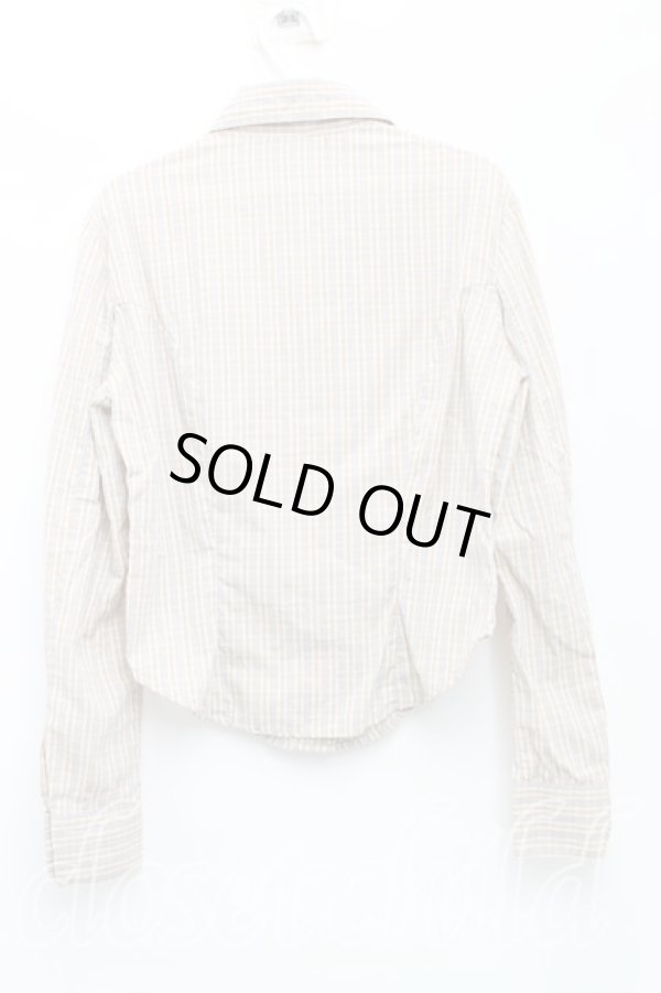 画像2: ヴィヴィアンウエストウッド 中古 / カラーオーブ刺繍チェック高襟シャツ II(9号) 黄色  H-25-09-21-013-bl-IN-ZH (2)