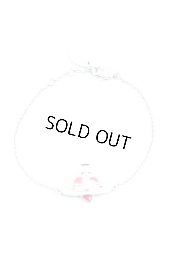 画像2: ヴィヴィアンウエストウッド 中古 / NEW DIAMANTE HEARTブレスレット  シルバーｘ赤  H-25-09-28-049-ac-OD-ZH (2)