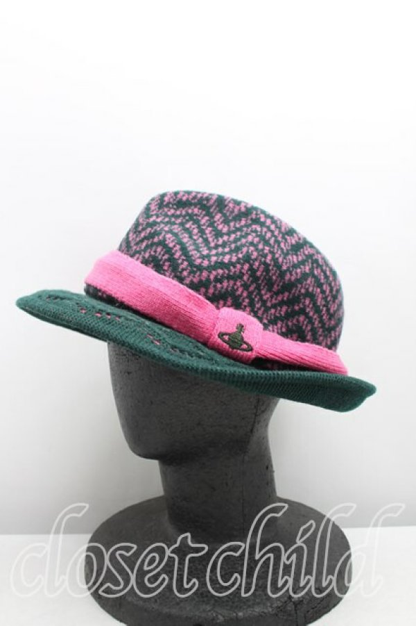 画像2: ヴィヴィアンウエストウッド 中古 / ツートンハット  緑  H-25-09-28-064-ha-OD-ZH (2)