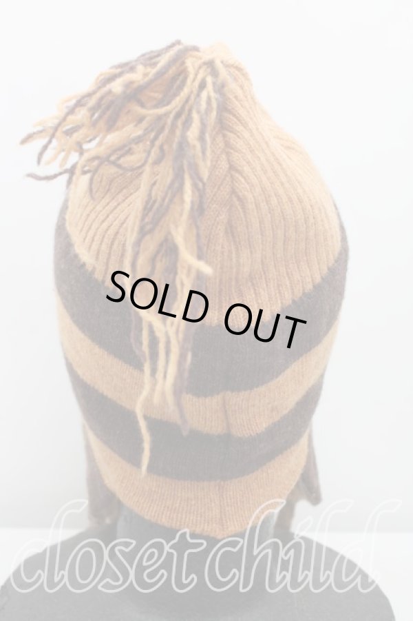 画像3: ヴィヴィアンウエストウッド 中古 / フリンジボーダーニット帽  茶  H-25-09-28-065-ha-IN-ZH (3)