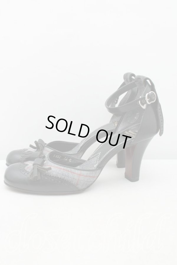 画像3: ヴィヴィアンウエストウッド 中古 / タータンチェックタッセルパンプス 38（24cm） 黒ｘ灰  H-25-09-28-072-sh-OD-ZH (3)