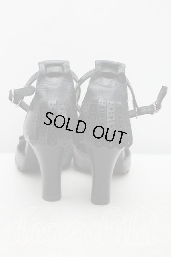 画像4: ヴィヴィアンウエストウッド 中古 / タータンチェックタッセルパンプス 38（24cm） 黒ｘ灰  H-25-09-28-072-sh-OD-ZH (4)