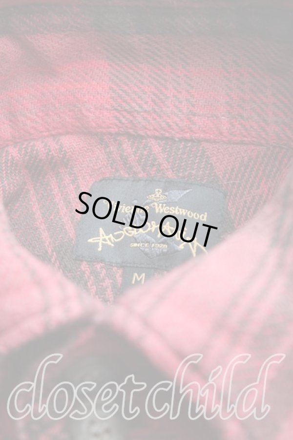 画像3: ヴィヴィアンウエストウッド 中古 / カラーオーブ刺繍ネルシャツ M 赤  H-25-09-28-013-bl-OD-ZH (3)