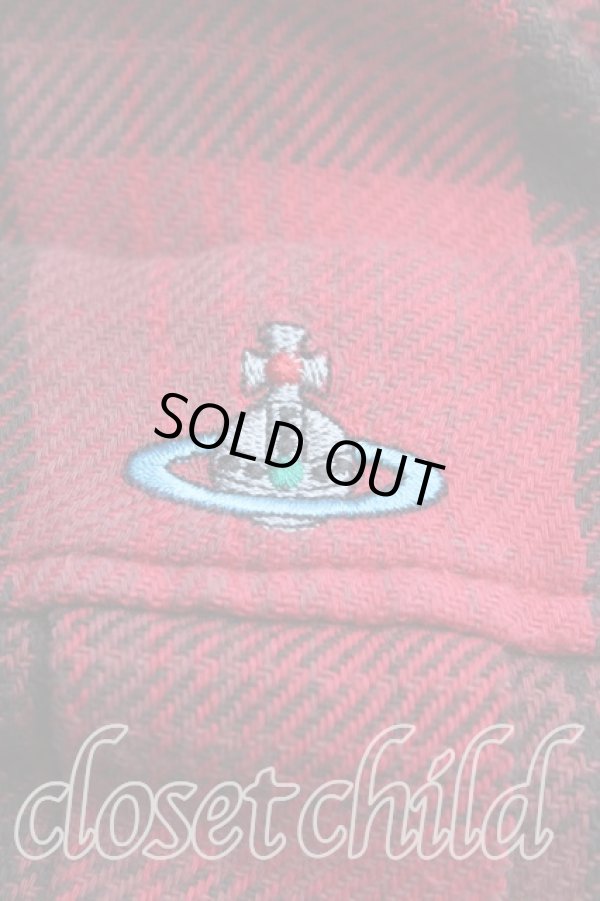 画像6: ヴィヴィアンウエストウッド 中古 / カラーオーブ刺繍ネルシャツ M 赤  H-25-09-28-013-bl-OD-ZH (6)