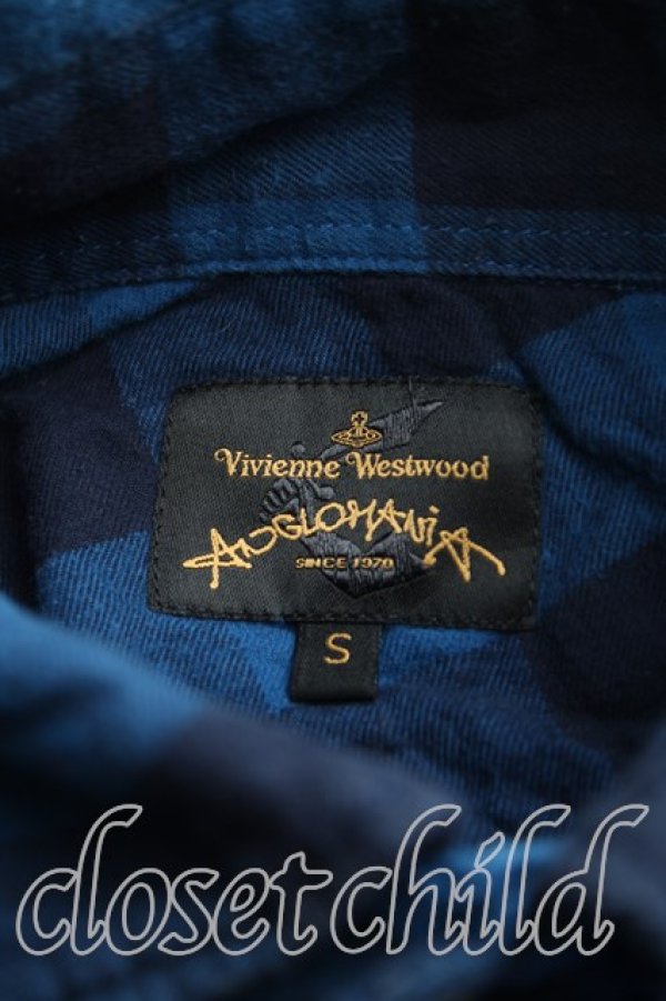 画像3: ANGLOMANIA 中古 / カラーオーブ刺繍ギンガムチェックシャツ S 青  H-25-09-28-014-bl-OD-ZH (3)