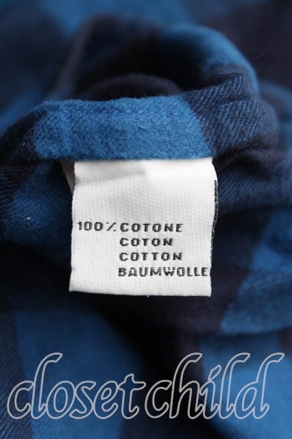 画像4: ANGLOMANIA 中古 / カラーオーブ刺繍ギンガムチェックシャツ S 青  H-25-09-28-014-bl-OD-ZH (4)