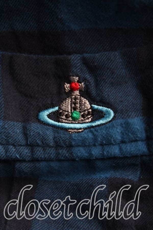 画像6: ANGLOMANIA 中古 / カラーオーブ刺繍ギンガムチェックシャツ S 青  H-25-09-28-014-bl-OD-ZH (6)
