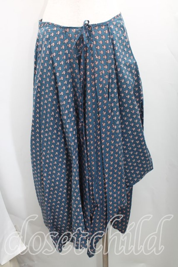 画像2: ANGLOMANIA 中古 / フラワーptエイトスカート 40（9号） 青  H-25-09-28-016-sk-OD-ZH (2)