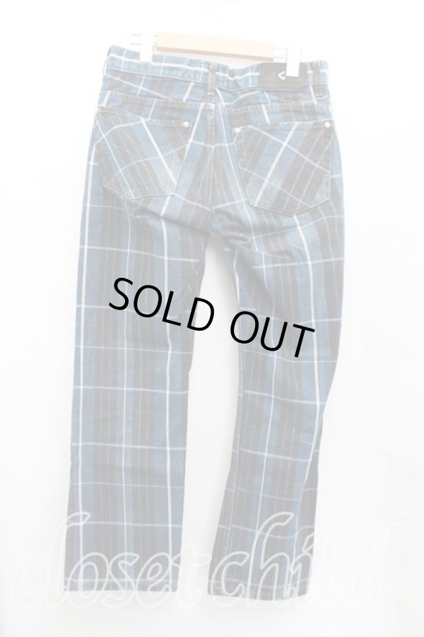 画像2: ANGLOMANIA 中古 / チェックデニムパンツ W30 青  H-25-10-05-007-pa-OD-ZH (2)