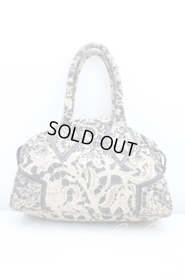 画像2: ヴィヴィアンウエストウッド 中古 / レース柄ヤスミンバッグ  黒ｘベージュ  H-25-10-05-067-ba-OD-ZH (2)