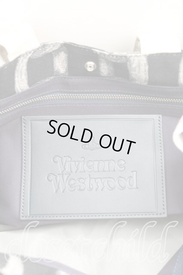 画像4: ヴィヴィアンウエストウッド 中古 / チェーン＆ストライプリネンバッグ  黒ｘベージュ  H-25-10-05-068-ba-OD-ZH (4)