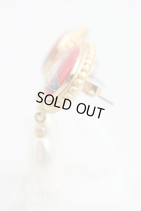 画像2: ヴィヴィアンウエストウッド 中古 / エナメルボタンピアス  赤ｘゴールド  H-25-10-05-076-er-OD-ZH (2)