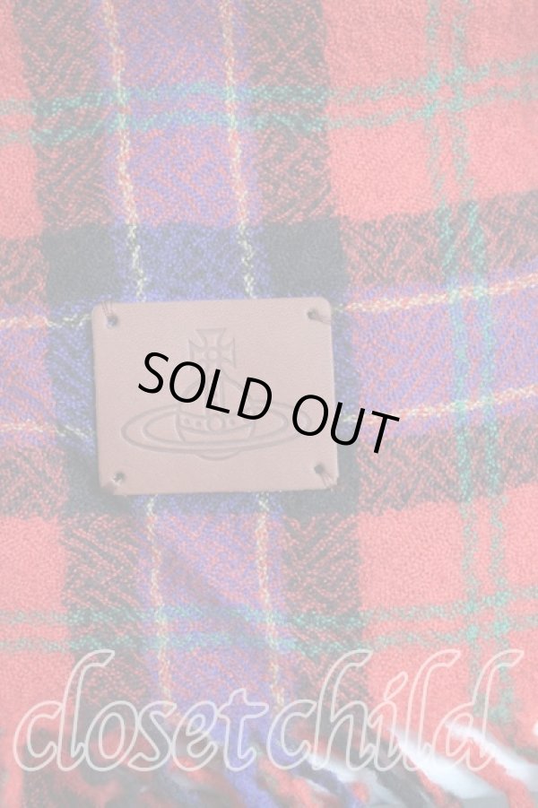 画像3: ヴィヴィアンウエストウッド 中古 / タータンチェックストール  赤  H-25-10-05-098-gd-OD-ZH (3)