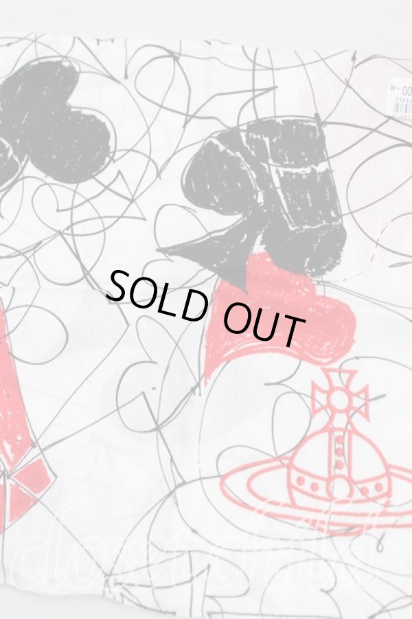 画像2: ヴィヴィアンウエストウッド 中古 / 大判ハンカチ(HOUSE OF CARD)   H-25-10-05-117-gd-IN-ZH (2)