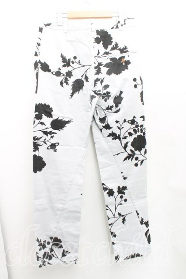 画像2: ヴィヴィアンウエストウッド 中古 / ジャガードフラワーテーパードパンツ 3（11号） 灰  H-25-10-05-014-pa-OD-ZH (2)