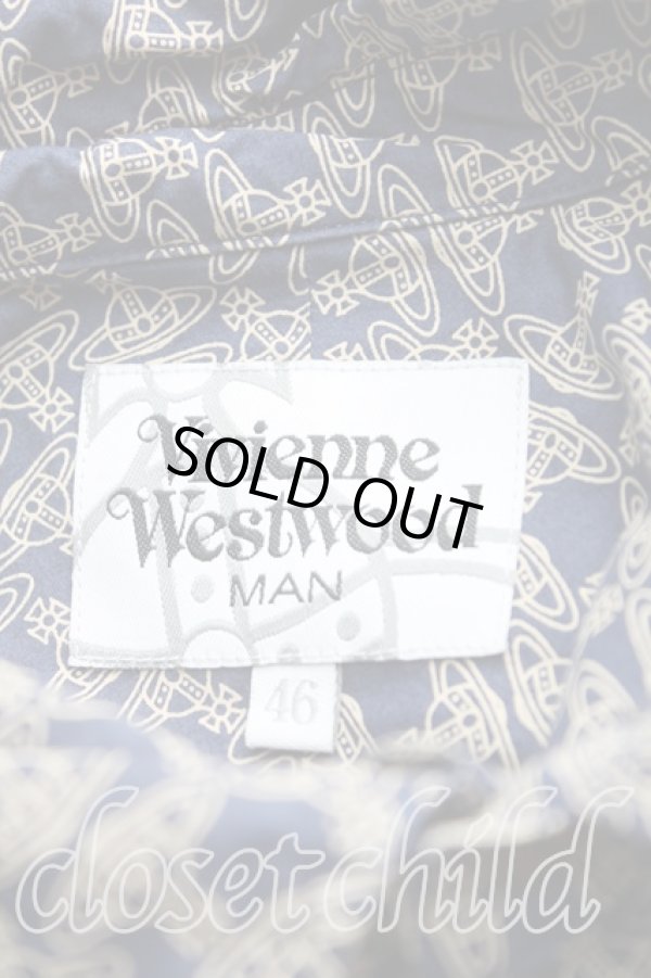 画像3: ヴィヴィアンウエストウッド MAN 中古 / チェーンオーブ総柄アシメシャツ 46（メンズM） 紺  H-25-10-05-018-bl-OD-ZH (3)