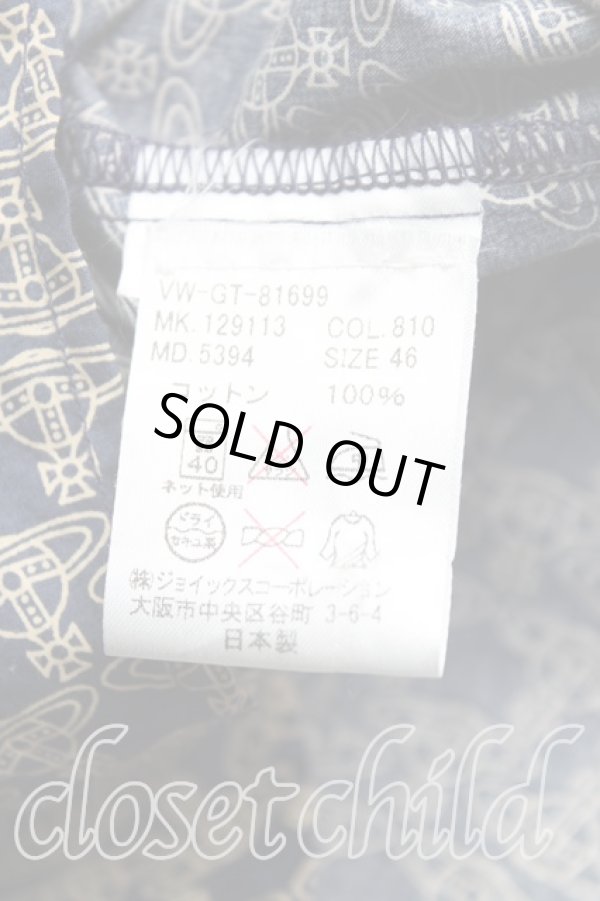 画像4: ヴィヴィアンウエストウッド MAN 中古 / チェーンオーブ総柄アシメシャツ 46（メンズM） 紺  H-25-10-05-018-bl-OD-ZH (4)