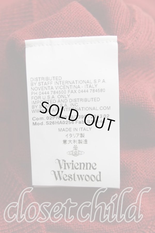 画像4: ヴィヴィアンウエストウッド 中古 / カラーオーブ刺繍ロングカーディガン S 赤  H-25-10-12-022-to-OD-ZH (4)