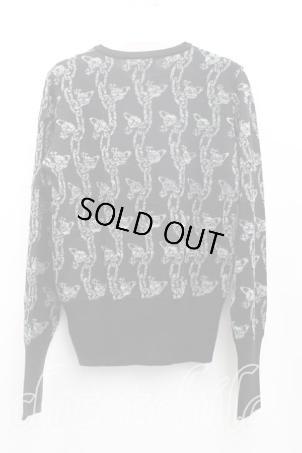 画像2: ヴィヴィアンウエストウッド 中古 / チェーンオーブカーディガン 3（11号相当） 黒  H-25-10-12-037-to-OD-ZH (2)