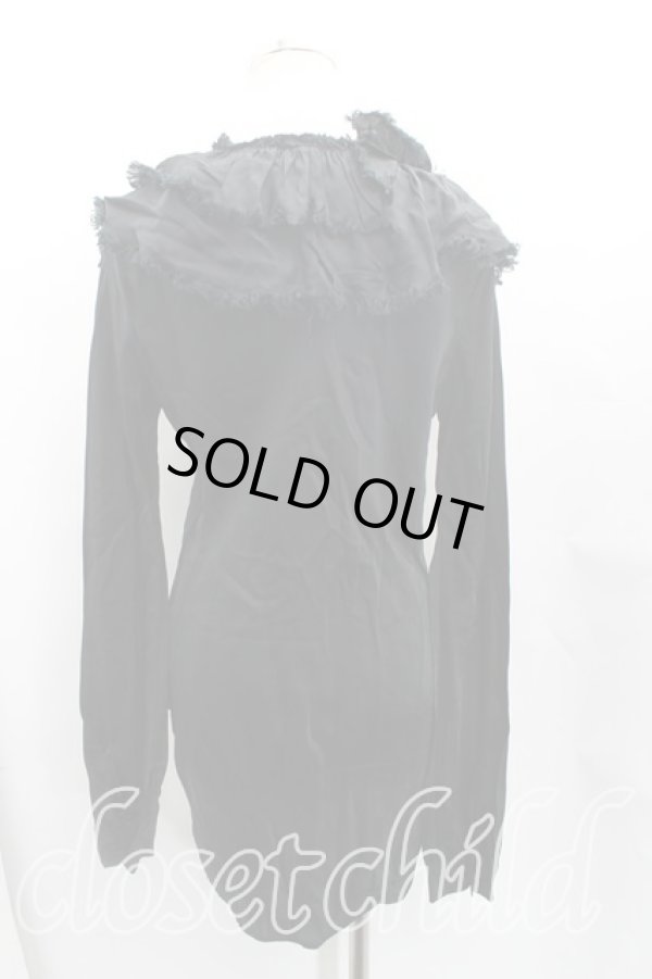 画像2: ヴィヴィアンウエストウッド 中古 / オーブ総柄フロントフリルシャツ 3（11号相当） 黒  H-25-10-12-051-bl-OD-ZH (2)