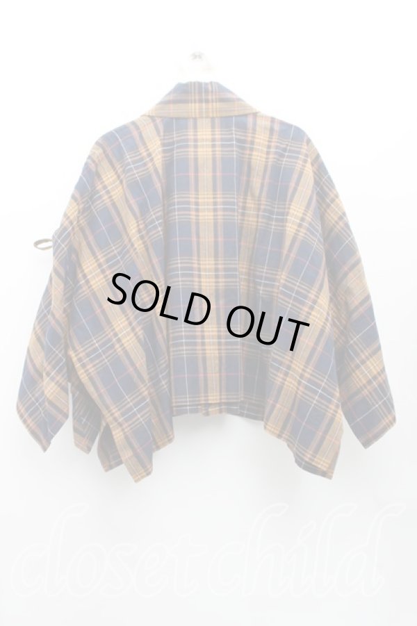 画像2: ANGLOMANIA 中古 / タータンチェックショートシャツ 38（M相当） 紺ｘ黄色  H-25-10-12-056-bl-OD-ZH (2)