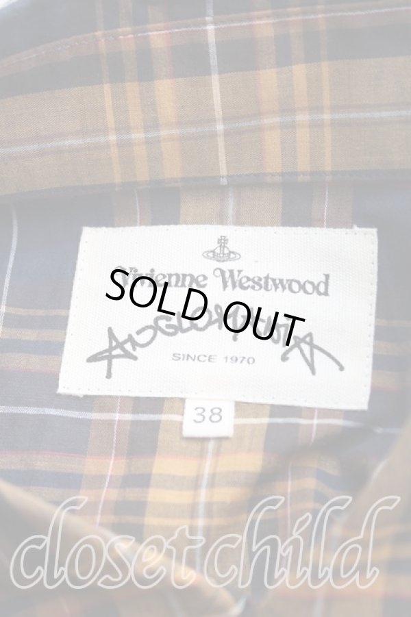 画像3: ANGLOMANIA 中古 / タータンチェックショートシャツ 38（M相当） 紺ｘ黄色  H-25-10-12-056-bl-OD-ZH (3)