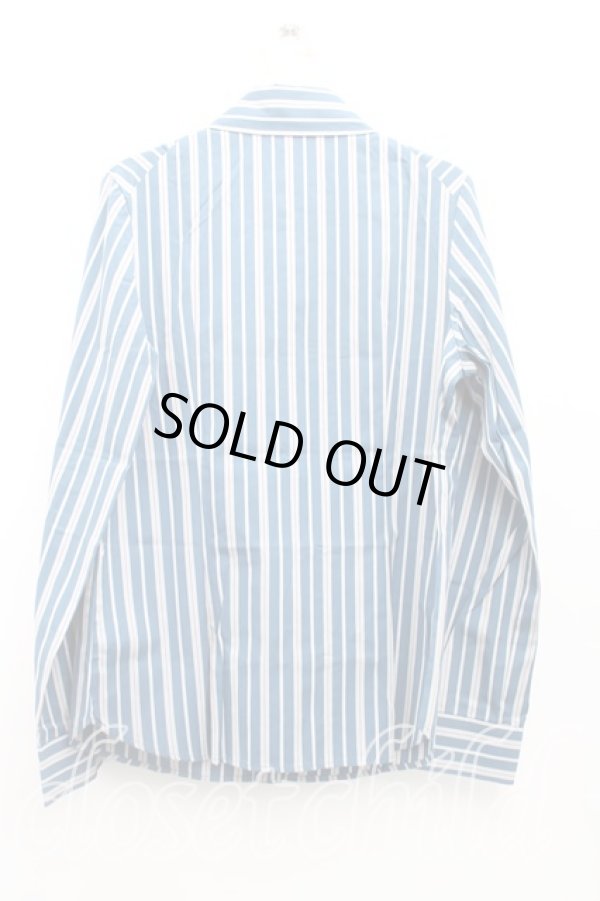 画像2: ヴィヴィアンウエストウッド 中古 / フロントフリルストライプシャツ 2（9号相当） 青  H-25-10-12-057-bl-OD-ZH (2)