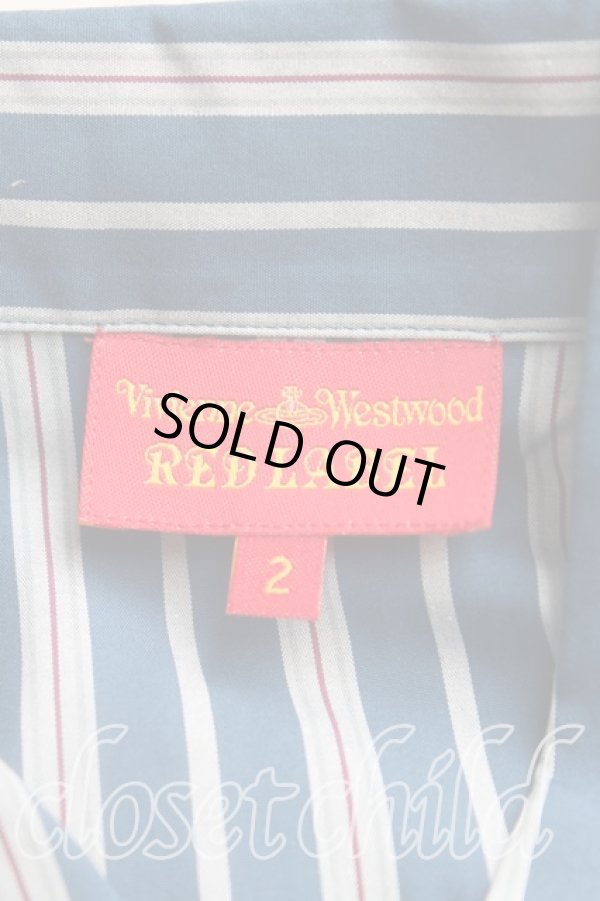 画像3: ヴィヴィアンウエストウッド 中古 / フロントフリルストライプシャツ 2（9号相当） 青  H-25-10-12-057-bl-OD-ZH (3)