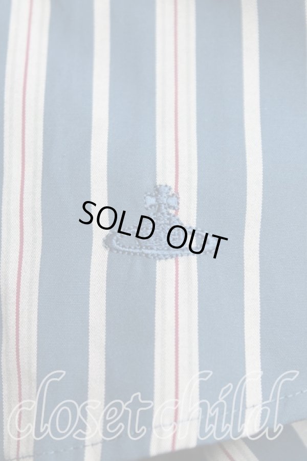 画像6: ヴィヴィアンウエストウッド 中古 / フロントフリルストライプシャツ 2（9号相当） 青  H-25-10-12-057-bl-OD-ZH (6)