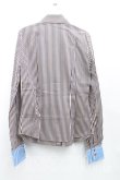 画像2: ヴィヴィアンウエストウッド 中古 / タイフロントストライプシャツ 40（9号相当） 灰ｘ茶ｘ紺  H-25-10-12-060-bl-OD-ZH (2)