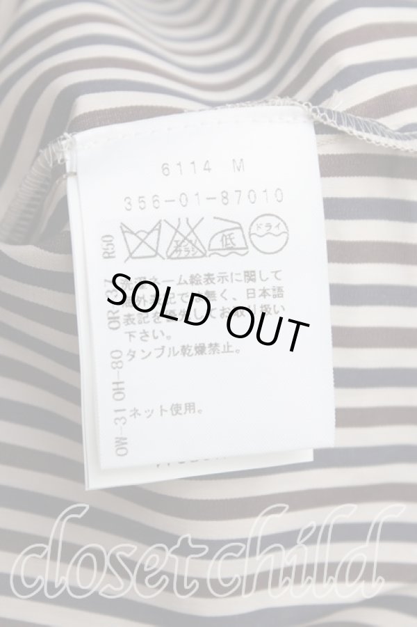 画像3: ヴィヴィアンウエストウッド 中古 / タイフロントストライプシャツ 40（9号相当） 灰ｘ茶ｘ紺  H-25-10-12-060-bl-OD-ZH (3)