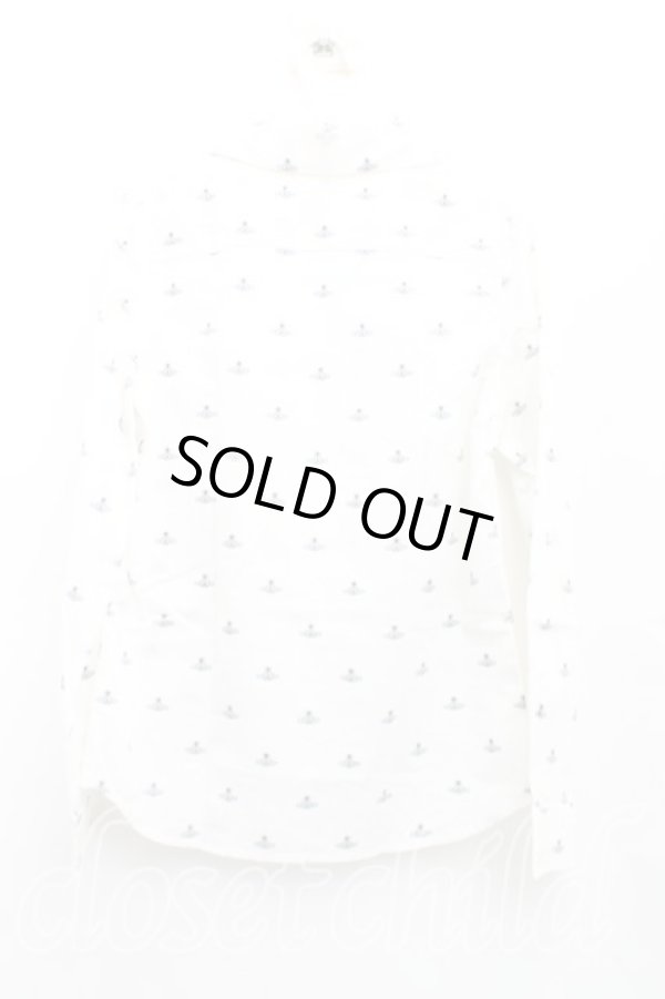 画像2: ヴィヴィアンウエストウッド 中古 / オーブ総柄長袖シャツ 3（11号相当） 白  H-25-10-12-061-bl-OD-ZH (2)