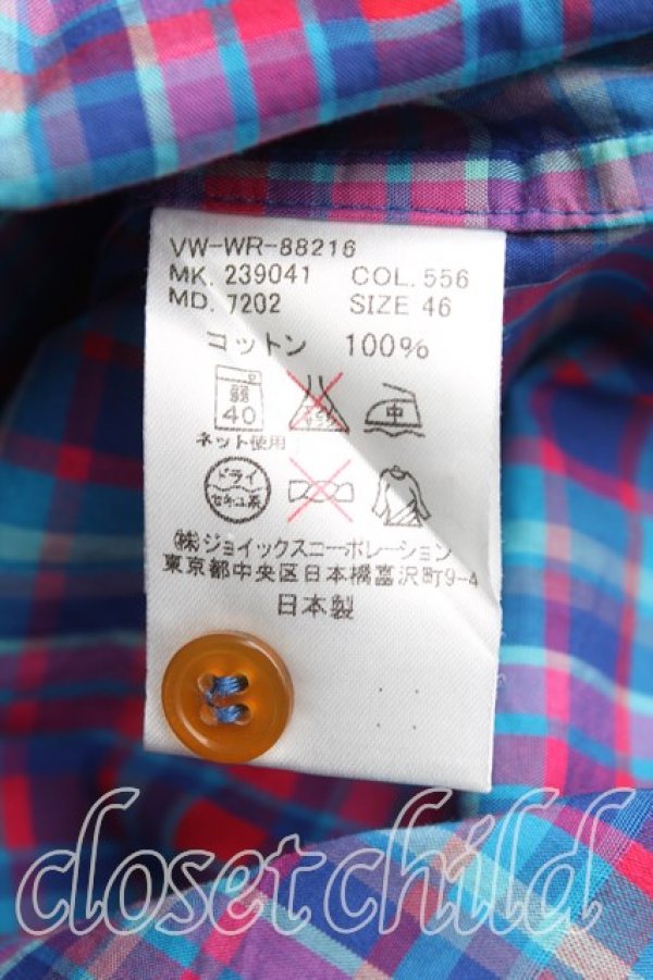 画像4: ヴィヴィアンウエストウッド MAN 中古 / タータンチェック高襟シャツ 46（メンズM相当） 青ｘ赤  H-25-10-12-066-bl-OD-ZH (4)