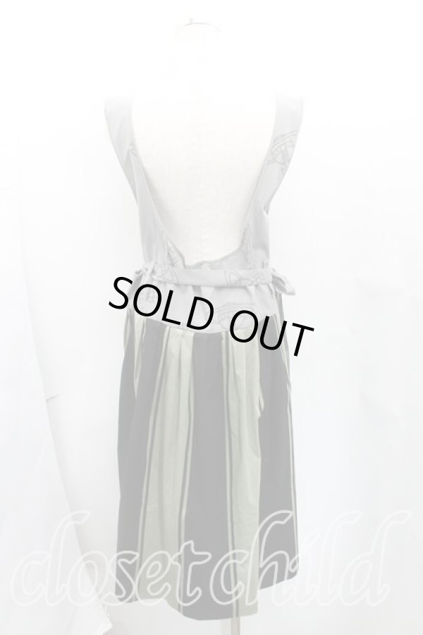 画像2: ヴィヴィアンウエストウッド 中古 / ストライプワンピース 38（7号相当） カーキｘ灰  H-25-10-12-007-op-OD-ZH (2)