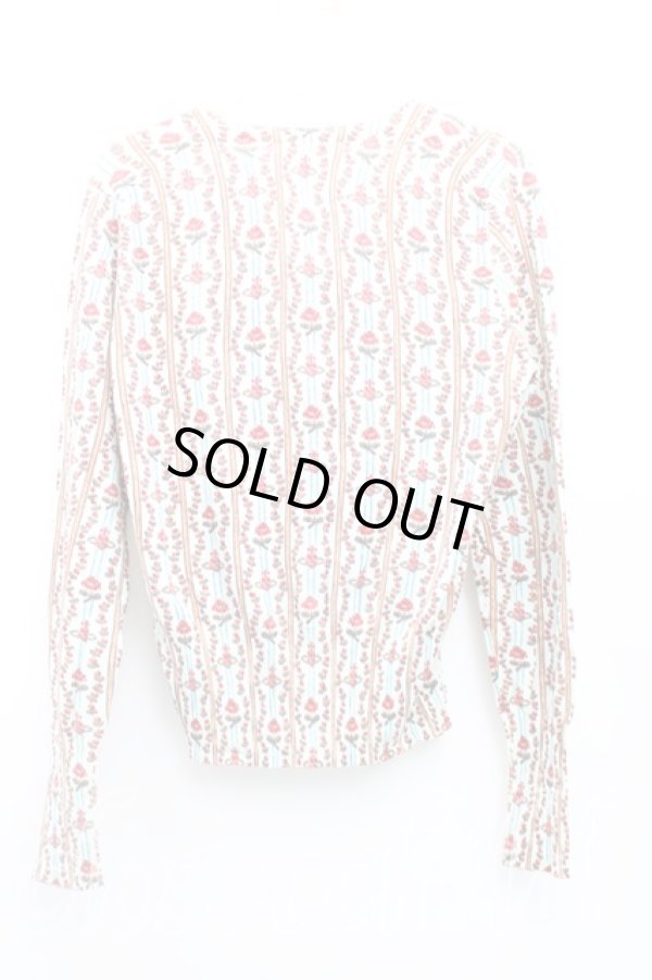 画像2: ヴィヴィアンウエストウッド 中古 / ローズptカーディガン 2（9号相当） サックスｘ赤  H-25-10-12-088-to-OD-ZH (2)