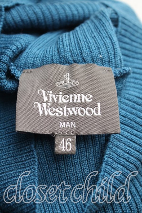 画像3: ヴィヴィアンウエストウッド MAN 中古 / オーブ刺繍タートルネックニット 46(メンズM相当) 青  H-25-10-12-099-to-IN-ZH (3)