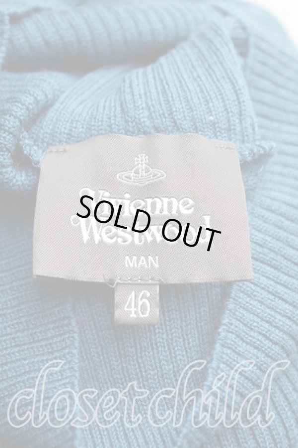 画像3: ヴィヴィアンウエストウッド MAN 中古 / オーブ刺繍タートルネックニット 46(メンズM相当) 青  H-25-10-12-099-to-IN-ZH (3)