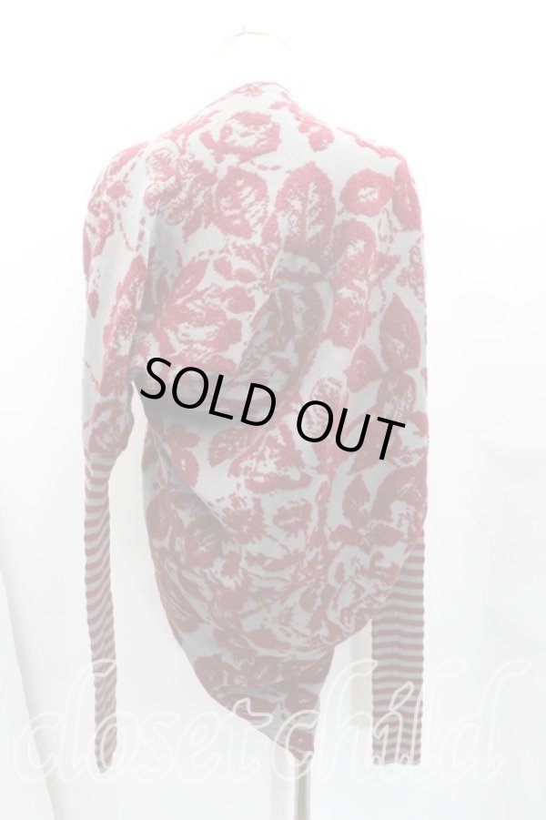 画像2: ヴィヴィアンウエストウッド 中古 / ジャガードフラワーカーディガン 2（9号相当） 灰ｘエンジ  H-25-10-12-017-to-OD-ZH (2)