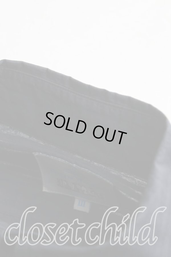 画像5: ヴィヴィアンウエストウッド MAN 中古 / ストライプ高襟カフスシャツ III(メンズL相当） 紺ｘカーキ  H-25-10-19-019-bl-OD-ZH (5)