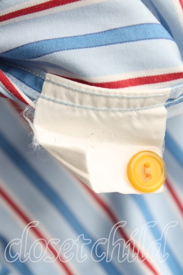 画像4: ヴィヴィアンウエストウッド MAN 中古 / ストライプ高襟カフスシャツ III(メンズL相当） 青  H-25-10-19-020-bl-OD-ZH (4)