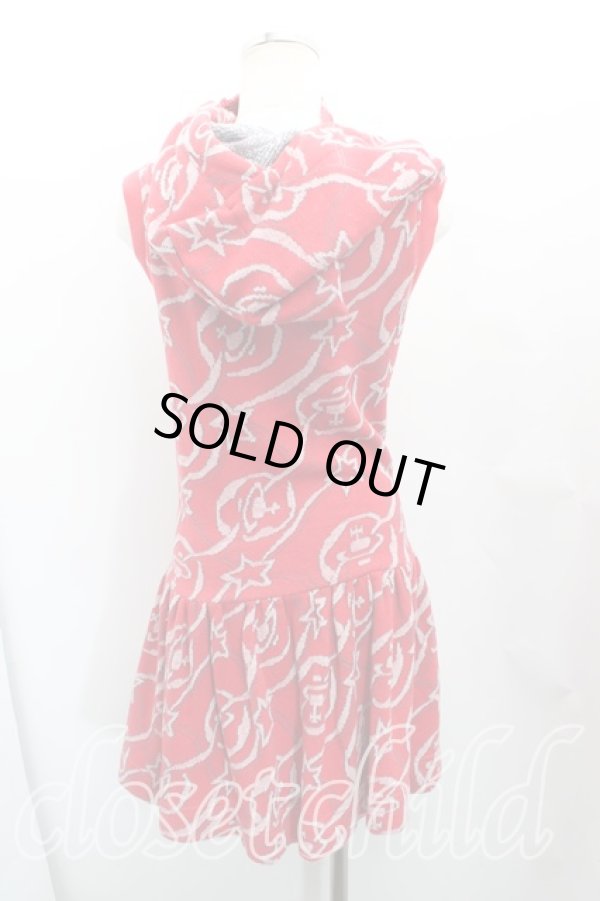 画像2: ヴィヴィアンウエストウッド 中古 / スター&オーブptスウェットノースリーブワンピース 2(9号相当) 赤  H-25-10-19-003-op-IN-ZH (2)