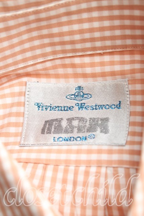 画像3: ヴィヴィアンウエストウッド MAN 中古 / カラーオーブ刺繍ギンガムチェックシャツ I(メンズS相当） 茶  H-25-10-19-021-bl-OD-ZH (3)