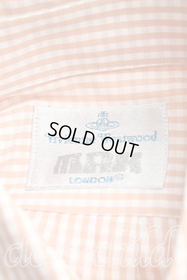 画像3: ヴィヴィアンウエストウッド MAN 中古 / カラーオーブ刺繍ギンガムチェックシャツ I(メンズS相当） 茶  H-25-10-19-021-bl-OD-ZH (3)