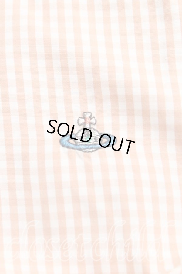 画像6: ヴィヴィアンウエストウッド MAN 中古 / カラーオーブ刺繍ギンガムチェックシャツ I(メンズS相当） 茶  H-25-10-19-021-bl-OD-ZH (6)