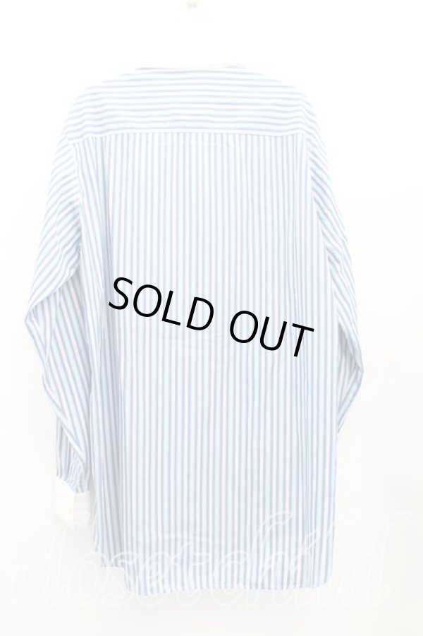 画像2: ヴィヴィアンウエストウッド MAN 中古 / カラーオーブ刺繍ストライプカバーオールシャツ II(メンズM相当） 青ｘ白  H-25-10-19-024-bl-OD-ZH (2)