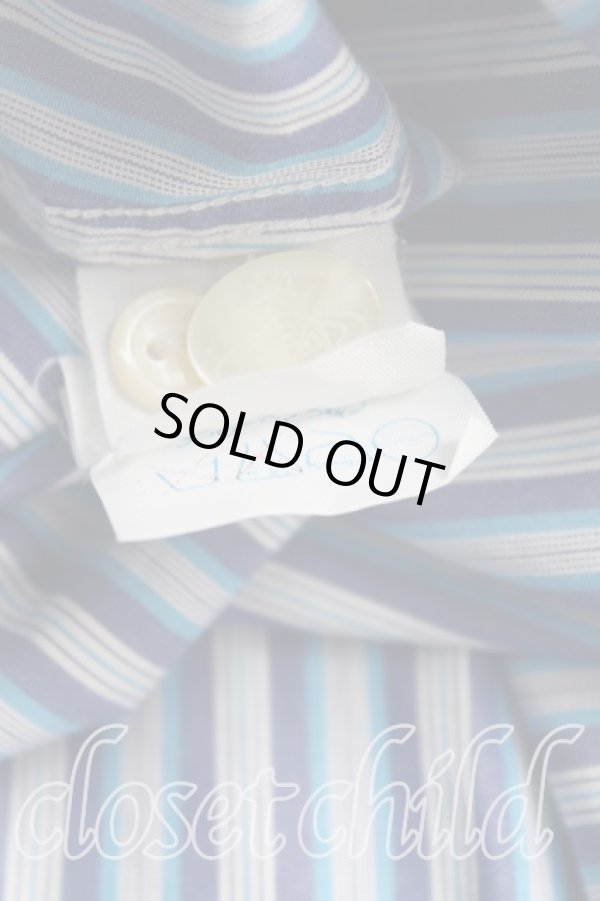 画像4: ヴィヴィアンウエストウッド MAN 中古 / カラーオーブ刺繍ストライプカバーオールシャツ II(メンズM相当） 青ｘ白  H-25-10-19-024-bl-OD-ZH (4)