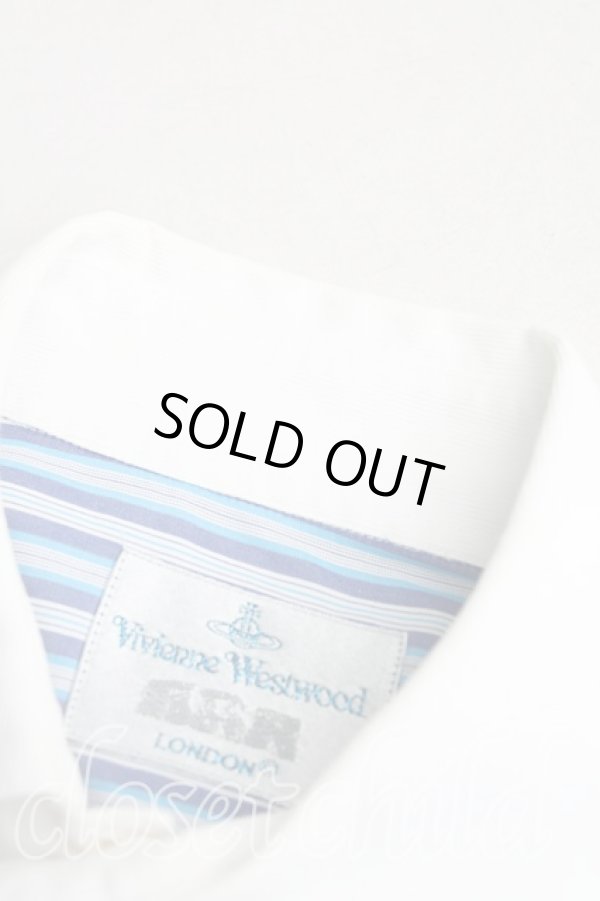 画像5: ヴィヴィアンウエストウッド MAN 中古 / カラーオーブ刺繍ストライプカバーオールシャツ II(メンズM相当） 青ｘ白  H-25-10-19-024-bl-OD-ZH (5)