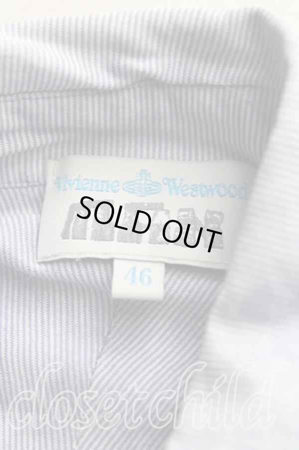 画像3: ヴィヴィアンウエストウッド MAN 中古 / グラフティオーブ刺繍フロントアシメシャツ 46（メンズM相当） 青  H-25-10-19-025-bl-OD-ZH (3)